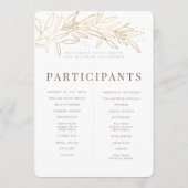 Gold Foliage Modern + Minimalistisch huwelijk Programmakaart (Achterkant)