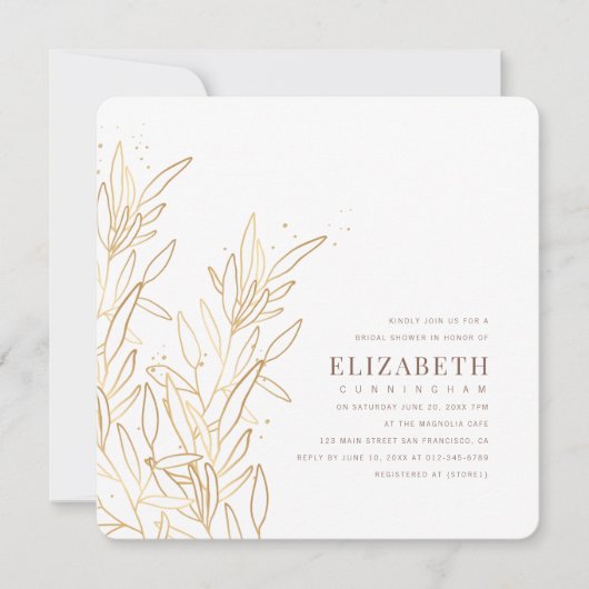 Gold Foliage Modern Vrijgezellenfeest Kaart (Voorkant)