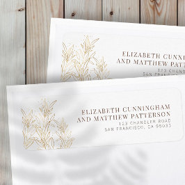 Gold Foliage Modern Wedding Return Address Etiket