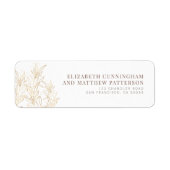 Gold Foliage Modern Wedding Return Address Etiket (Voorkant)