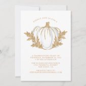 Gold Foliage Pumpkin Thanksgiving Dinner Kaart (Voorkant)