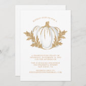 Gold Foliage Pumpkin Thanksgiving Dinner Kaart (Voorkant / Achterkant)