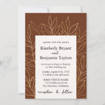 Gold Foliage. Rust brown modern Luxury Wedding