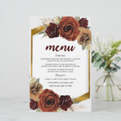 Gold Foliage Rustial Floral Pampas Grass Menu (Staand voorkant)