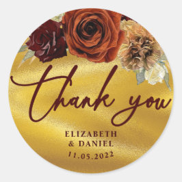 Gold Foliage Rustic Floral Dank je Sticker