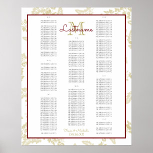 Gold Foliage Seating Chart AZ Poster