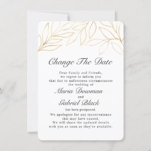 Gold Foliage Weduwen Uitstellen Verandering sparen Save The Date