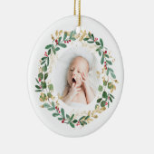 Gold Foliage Wreate | Baby eerste kerstgroen Keramisch Ornament (Rechts)