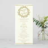 Gold Foliage Wreath Wedding Program Programmakaart (Staand voorkant)