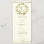 Gold Foliage Wreath Wedding Program Programmakaart (Voorkant)