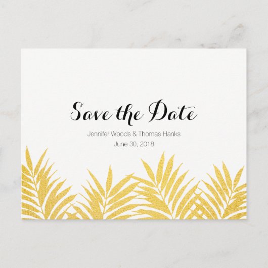 Gold Foliated Clean Simple Save the Date Briefkaar Aankondigingskaart (Voorkant)