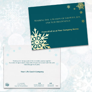 Gold Folie Accents Snowflakes Blauwgroen Vakantie  Feestdagen Briefkaart