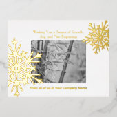 Gold Folie Accents Snowflakes Foto Vakantie Kaart (Voorkant)