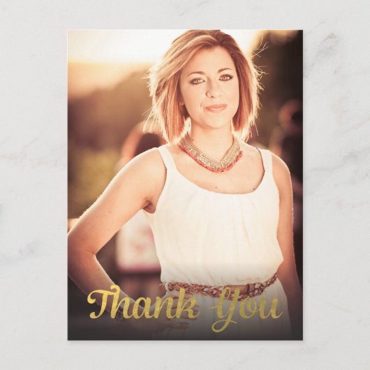 Gold Folie Afstuderen Afstudeerder Dank u Foto Bri Briefkaart (Voorkant)