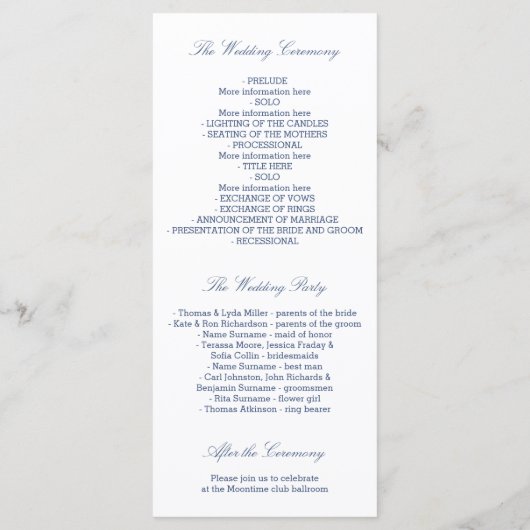 Gold Folie Anker Marine Nautische Trouwprogramma's Programmakaart (Achterkant)