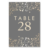 Gold Folie Baby's Breath Grey Trouwtafel Nummer Kaart (Achterkant)