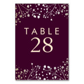 Gold Folie Baby's Breath Plum Trouwtafel Nummers Kaart (Achterkant)