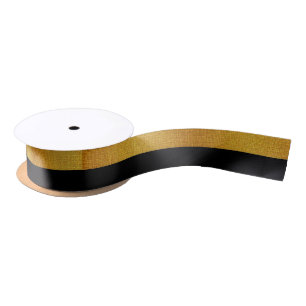 Gold Folie Black Stripes Badge Patroon Satijnen Lint