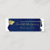 Gold Folie Blauw Abstract Afstuderen Naam Kaart Contactkaartje (Voorkant)