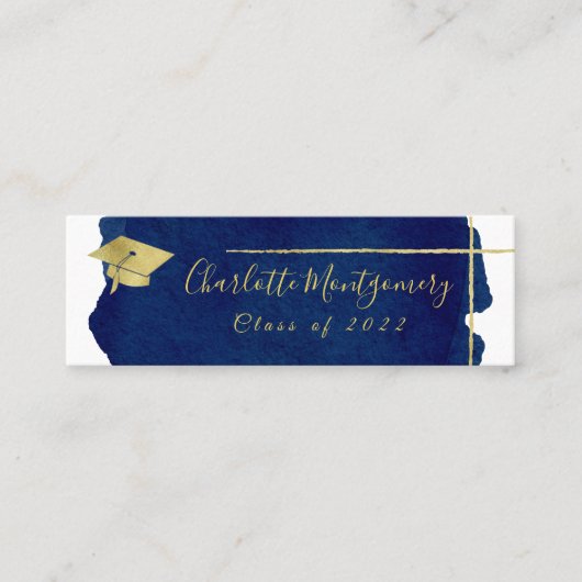 Gold Folie Blauw Abstract Afstuderen Naam Kaart Contactkaartje (Voorkant)