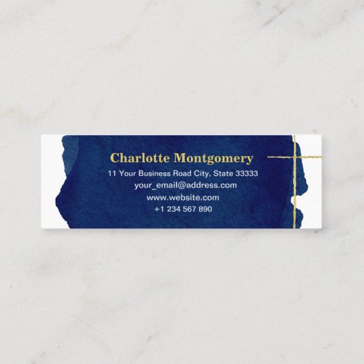 Gold Folie Blauw Abstract Afstuderen Naam Kaart Contactkaartje (Achterkant)