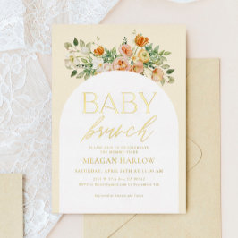 GOLD FOLIE Boho Bloem Meisje Baby Brunch Uitnodigi Uitnodiging
