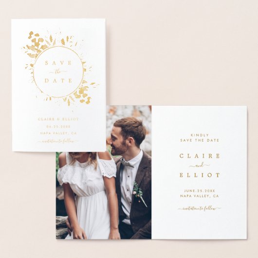 Gold Folie Botanische bruiloft Bewaar de datum Kaarten (Display)