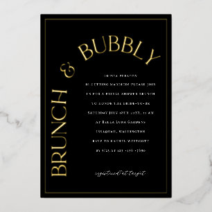 Gold Folie Brunch & Bubbly Bruids Douche Uitnodigi Folie Uitnodiging