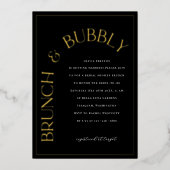 Gold Folie Brunch & Bubbly Bruids Douche Uitnodigi Folie Uitnodiging (Voorkant)