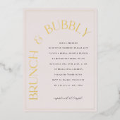 Gold Folie Brunch & Bubbly Bruids Douche Uitnodigi Folie Uitnodiging (Voorkant)