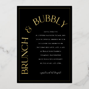 Gold Folie Brunch & Bubbly Bruids Douche Uitnodigi Uitnodiging