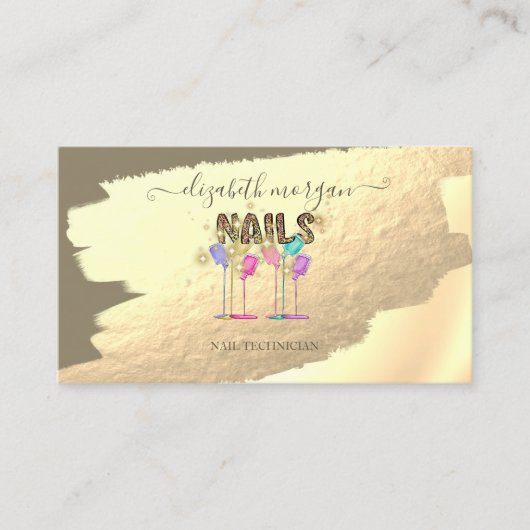 Gold Folie Brush Stroke Sparkle Nail Polish Visitekaartje (Voorkant)