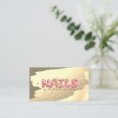 Gold Folie Brush Stroke Sparkle Nails Visitekaartje (Staand voorkant)
