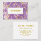 *~* Gold Folie Chic Paarse Marmer Populaire Glam L Visitekaartje (Voorkant / Achterkant)