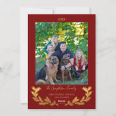 Gold Folie Collage op Rode Foto Kerstmis Feestdagenkaart (Achterkant)