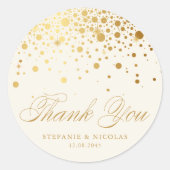 Gold Folie Confetti Ivoor bruiloft Dank u Ronde Sticker (Voorkant)