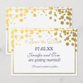 Gold Folie Confetti Stippen Uitnodiging Save date  (Voorkant / Achterkant)