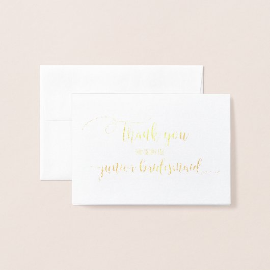 Gold Folie Dank u Junior bruidsmeisje Dank u Kaarten (Voorkant met envelop)