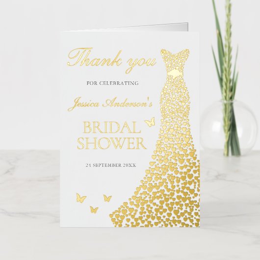 Gold Folie Dress Vrijgezellenfeest Bedankt Card Folie Wenskaart (Voorkant)