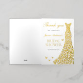 Gold Folie Dress Vrijgezellenfeest Bedankt Card Folie Wenskaart (Buiten Laag)