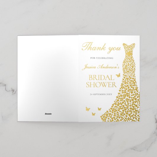 Gold Folie Dress Vrijgezellenfeest Bedankt Card Folie Wenskaart (Buiten Laag)