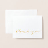 Gold Folie Eenvoudig Script Trouwen Dank u Foto Kaarten (Voorkant met envelop)