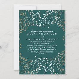 Gold Folie Effect Blauwgroen Baby's Breath Wedding Kaart