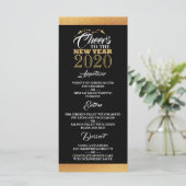 Gold Folie Effect, Champagne Bubbels, Nieuwjaarsme Menu (Staand voorkant)