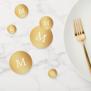 Gold Folie Effect Monogram Huwelijk Confetti