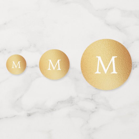 Gold Folie Effect Monogram Huwelijk Confetti (Achterkanten)