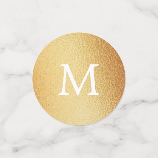 Gold Folie Effect Monogram Huwelijk Confetti (Kleine voorkant)