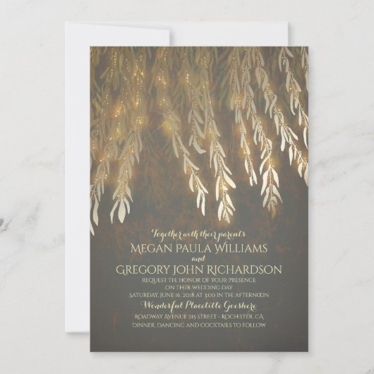  Gold Folie Effect Willow Tree Wedding Kaart (Voorkant)