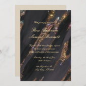Gold Folie Elegant Monogram Huwelijksuitnodiging Kaart (Voorkant / Achterkant)