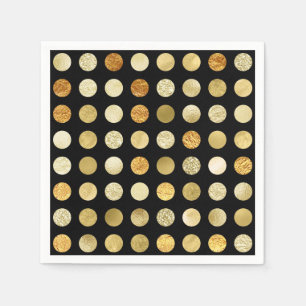 Gold Folie en Glitter Polka Dots Zwart Servet